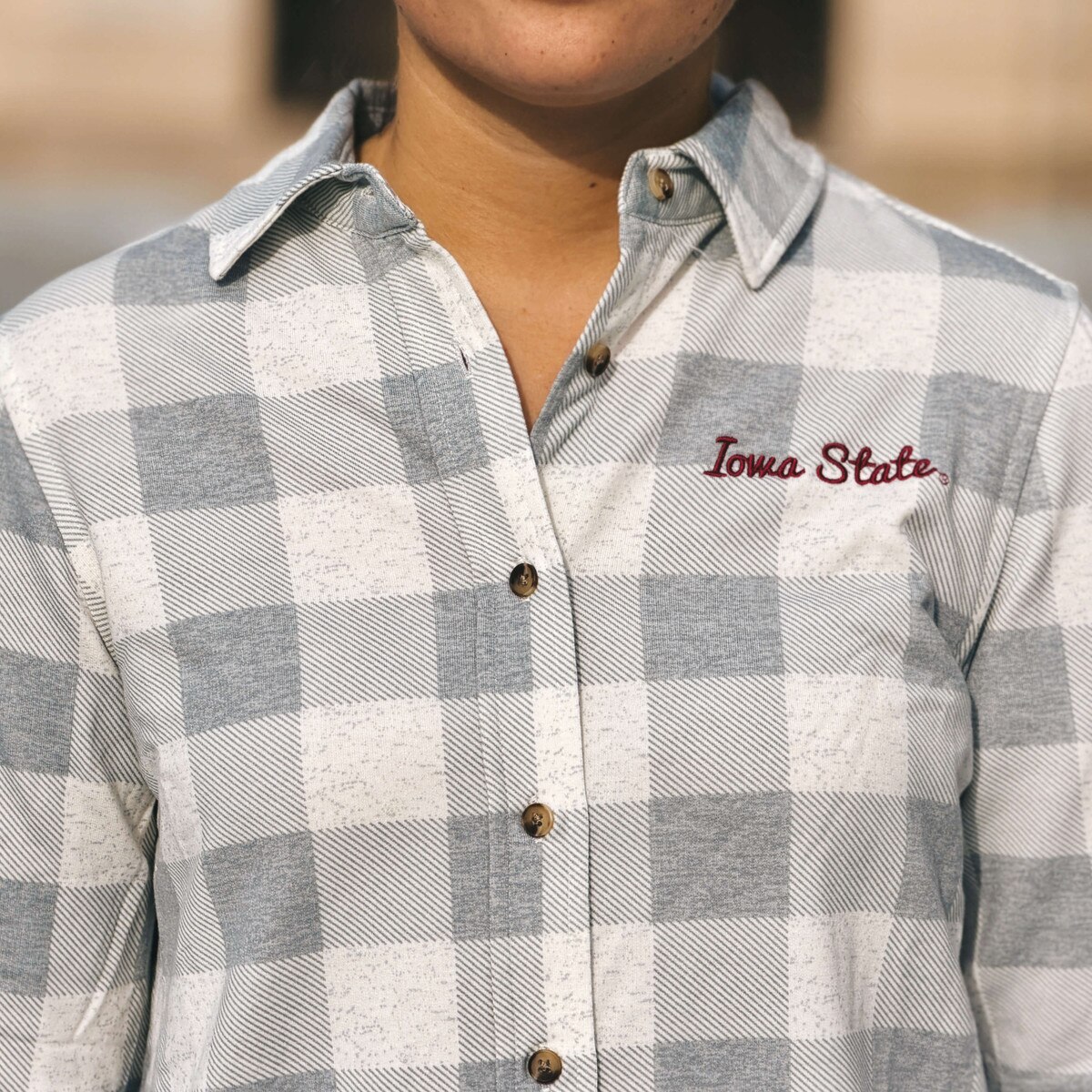 Artisans Women's Iowa State Gray Fleece Button-up Shirt